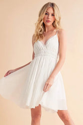 Lace Detail Mini Cami Dress White OutfitFlow